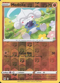 Pokemon Meditite 099/196 Common Lost Origin Reverse Holo Near Mint - Image 1