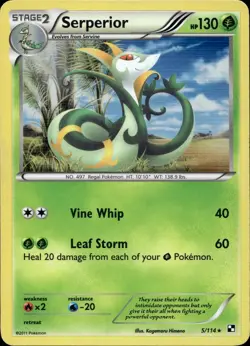 Serperior 5/114 LP Rare Black & White Pokemon Holo - Image 1