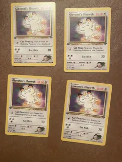 4x Giovanni's Meowth 74/132 1st Edition Gym Challenge Set Pokemon Card Playset - Image 1