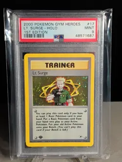 2000 Pokemon Gym Heroes 1st Edition Lt. Surge's Pikachu #81 PSA 9 MINT WOTC - Image 1