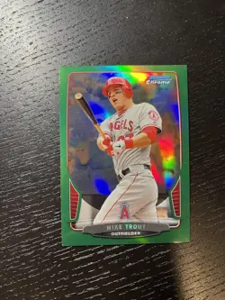 2013 Bowman Chrome Mike Trout Green Refractor SP #50 Angels - Image 1