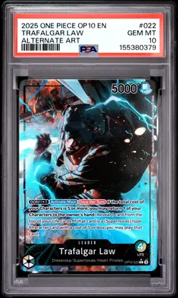 2025 ONE PIECE OP10-ROYAL BLOOD ALTERNATE ART #022 TRAFALGAR LAW PSA 10 - Image 1