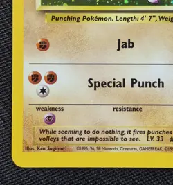 Hitmonchan 8/130 Base Set 2 Holo Rare Swirl Pokemon Card LP - Image 3