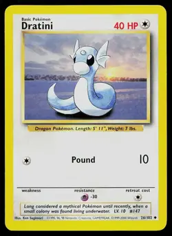 Pokemon Card Base Set Dratini 26/102 Uncommon 1999-2000 4th Print UK Exclusive - Image 1