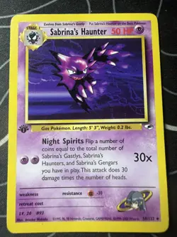 Sabrina's Haunter 58/132 Pokemon Gym Heroes Uncommon Unlimited Non-Holo 2000 - Image 1