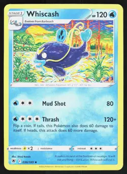 Whiscash 036/189 Astral Radiance Near Mint Shinji Kanda Pokemon TCG - Image 1
