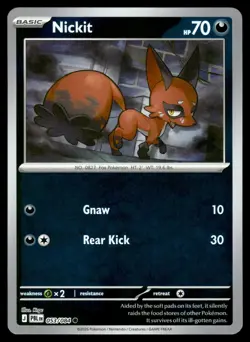 Nickit 053/084 Common Pitch Black Pokemon Reverse Holo Near Mint - Image 1