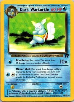 Dark Wartortle 46/82 Uncommon Team Rocket Pokemon Unlimited Lightly Played - Image 1