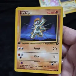 LP Pokemon Machop Common Team Rocket 59/82 FIRST EDITION - Image 1