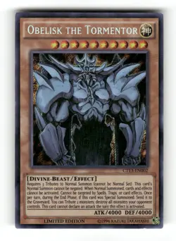 Obelisk the Tormentor CT13-EN002 Secret Rare 2016 Mega-Tins Yu-Gi-Oh Limited NM - Image 1