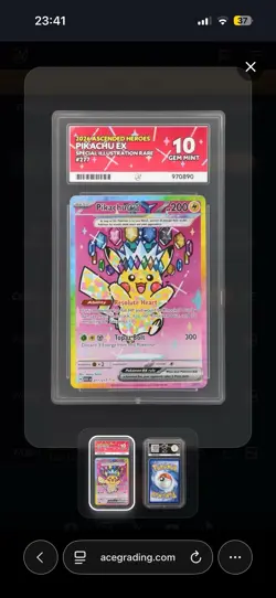 Pikachu EX 277/217 - Ascended Heros - SIR - ACE 10 Gem Mint - Perfect Subgrades - Image 1