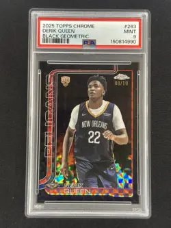 DERIK QUEEN 2025 Topps Chrome #263 Black Geometric Refractor Rookie /10 PSA 9 RC - Image 1
