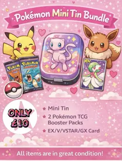 pokemon mini tin bundle - Rare Card + 2x Booster Packs 3 - Image 1