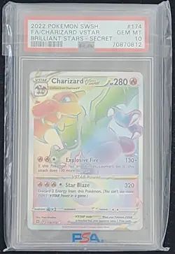 PSA 10 Gem Mint Charizard VSTAR 174/172 Brilliant Stars Secret Rare Pokemon - Image 1