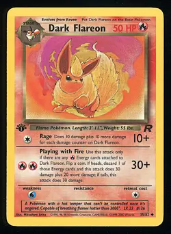 DARK FLAREON 2000 Pokemon Team Rocket 1st Edition #35 - NM - Image 1