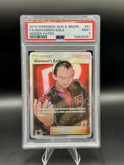 Pokemon TCG Giovanni's Exile Trainer Full Art 67/68 Hidden Fates PSA 9 - Image 1