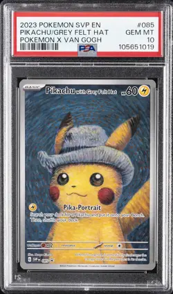 2023 POKEMON SVP EN-SV BLACK STAR PROMO #085 PIKACHU WITH GREY FELT HAT PSA 10 - Image 1