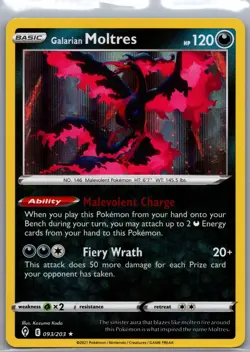 Galarian Moltres 093/203 Holo Rare Evolving Skies Pokemon Holo Near Mint - Image 1