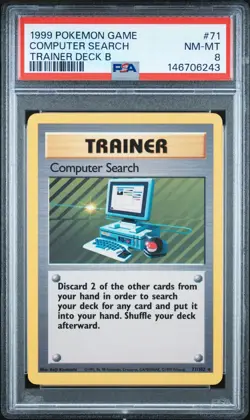 PSA 8 Computer Search 71/102 Trainer Deck B Pokemon 1999 - Image 1