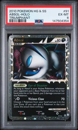 2010 Pokemon HeartGold & SoulSilver Triumphant 91 Absol Holo PSA 6 147504354 - Image 1