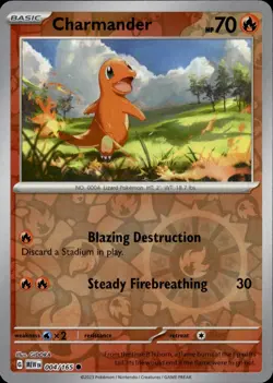 Charmander 004/165 Common 151 Pokemon Reverse Holo Near Mint - Image 1