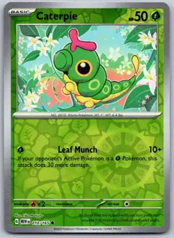 Caterpie 010/165 Common 151 Pokemon Reverse Holo Near Mint - Image 1