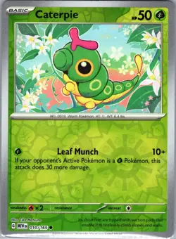 Caterpie 010/165 Common 151 Pokemon Reverse Holo Near Mint - Image 1