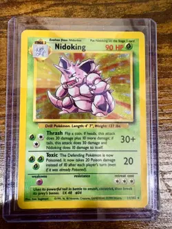 Nidoking 011/102 Base Set Holo Incl Nidorino + Nidoran M Base + Legendary - Image 1
