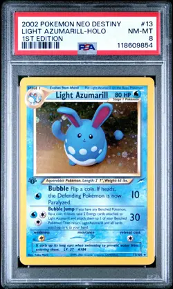 2002 Pokemon Neo Destiny #13 Light Azumarill Holo 1st Edition PSA 8 NM-MINT - Image 1