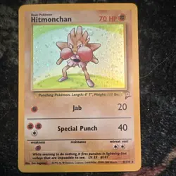 Pokemon TCG Hitmonchan Base Set 2 Holo Rare 8/130 Vintage WOTC 2000 70 HP - Image 1