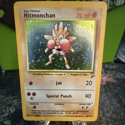 Pokemon TCG Hitmonchan Base Set 2 Holo Rare 8/130 Vintage WOTC 2000 70 HP - Image 3