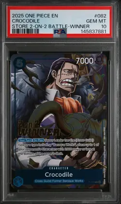 2025 ONE PIECE PROMOS STORE 2-ON-2 BATTLE-WINNER #082 CROCODILE PSA 10 - Image 1
