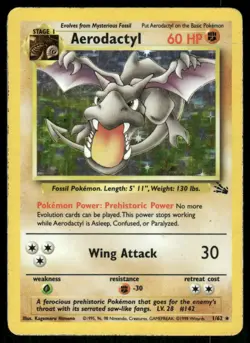 Pokemon Cards Aerodactyl 1/62 Unlimited Holo Fossil Rare MP *2 - Image 1