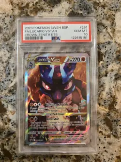 2023 Pokemon Lucario VSTAR SWSH #291 PSA 10 Gem Mint Crown Zenith ETB Promo - Image 1