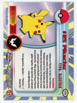 Pikachu - TOPPS CHROME - #25 - 2000 - Pokemon TV Animation Edition - Image 2