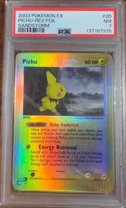 2003 Pokemon EX Sandstorm Pichu #20 PSA 7 - Rare Reverse Foil - Image 1