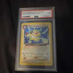 Pokemon TCG Dark Ampharos 1/105 Neo Destiny Holo Rare PSA 7 Graded EN 2002 - Image 1