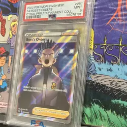 Pokemon TCG Full Art Boss's Orders Cyrus SWSH251 PSA 9 - Image 1