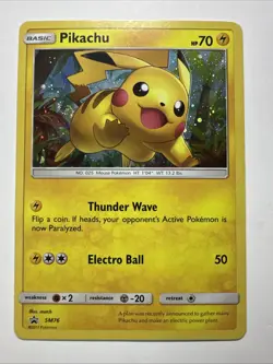 Pikachu SM76 SWIRL Pokemon Holo 2017 Black Star Promo Sun and Moon Holo Tcg - Image 1