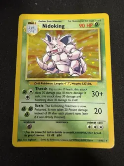 Pokemon TCG Nidoking Base Set Holo Unlimited Rare Card 11/102 HP Condition - Image 1