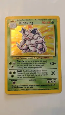 Pokemon TCG Nidoking Base Set Holo Card 11/102 Unlimited HP - Image 1