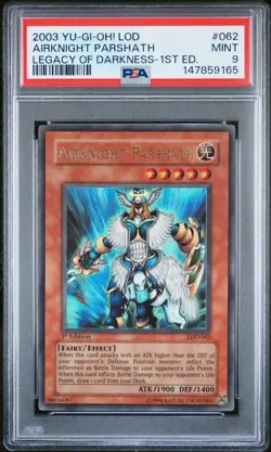 Yu-Gi-Oh PSA 9 1st Edition LOD-062 Airknight Parshath Legacy of Darkness - Image 1