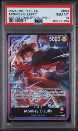 2024 ONE PIECE PROMOS SOUND LOADER VOLUME.1 #060 MONKEY D. LUFFY PSA 10 - Image 1