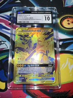 CGC 10 Pikachu & Zekrom GX Premium Coll. Full Art Promo SM248 Pokemon TCG - Image 1