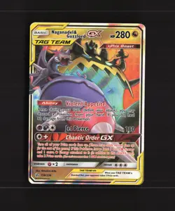 Naganadel & Guzzlord GX 158/236 Cosmic Eclipse Ultra Rare Holo Pokemon Card NM - Image 1