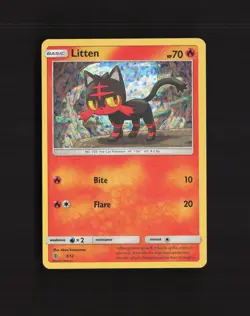Litten 3/12 McDonald's Collection 2017 Black Star Promo Holo Pokemon Card LP+ - Image 1