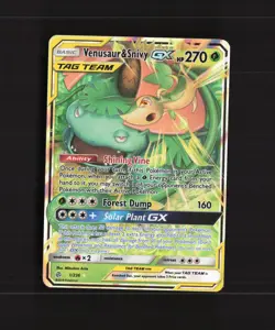 Venusaur & Snivy GX 1/236 Cosmic Eclipse Ultra Rare Holo Pokemon Card NM - Image 1