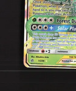 Venusaur & Snivy GX 1/236 Cosmic Eclipse Ultra Rare Holo Pokemon Card NM - Image 5
