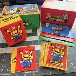 2016 pokemon center Mario Pikachu Box/Deck Box/Sleeves/Dividers. No Cards. - Image 1