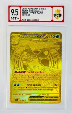 2026 Pokemon TCG Mega Greninja Ex Gold Mega Hyper Rare Chaos Rising 122/86 9.5MT - Image 1
